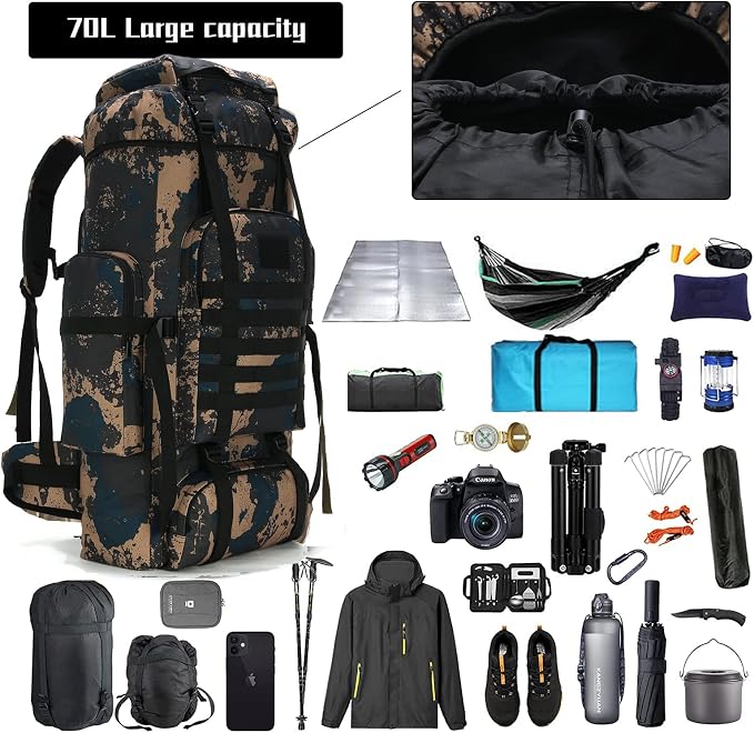 Hiking Backpack for Men 70L/100L Camping Backpack Military Rucksack Molle 3 - Image 3
