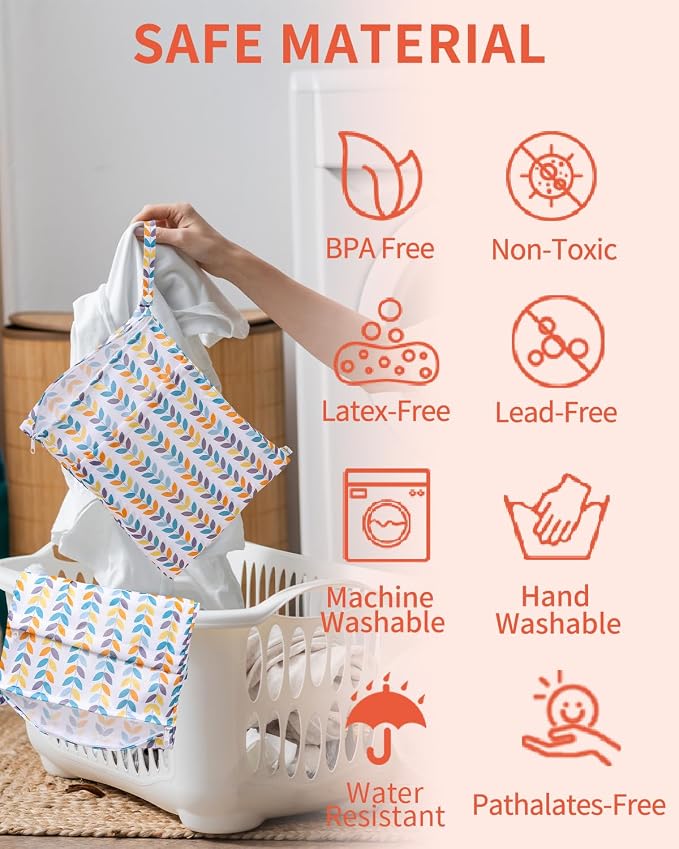 babygoal Wet Dry Bags for Baby Cloth Diapers, Washable Travel Bags, Gym Bag for - Image 6