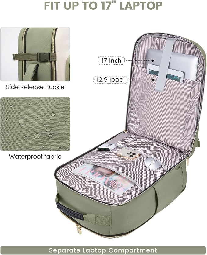 LOVEVOOK 56L Travel Backpack for Women & Men, Airline Approved Carry On Luggage - Image 9