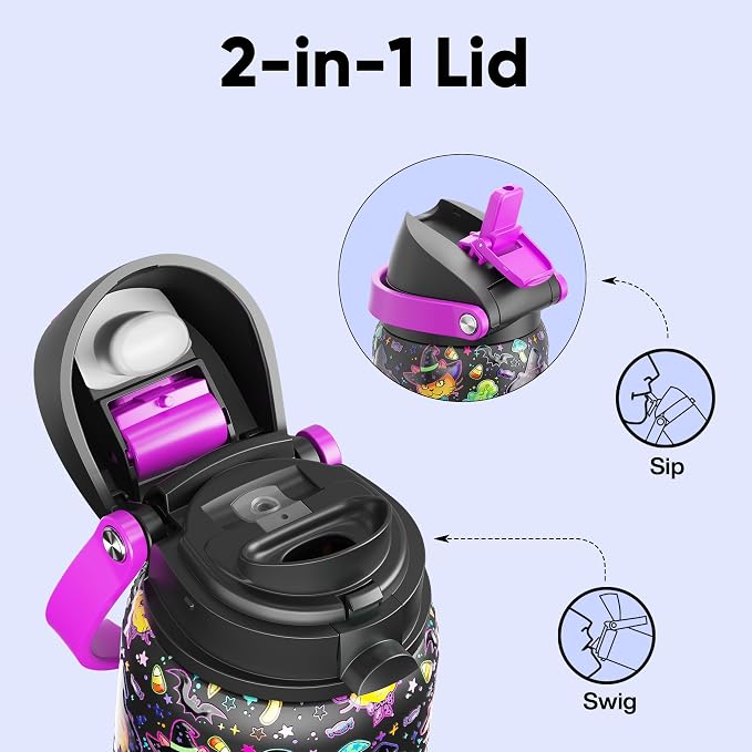 Insulated Water Bottle with Straw - Image 2