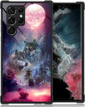 for Samsung Galaxy S23 Ultra Case, Star Two Wolfs Howling Pattern Graphic by FKBRCL4U
