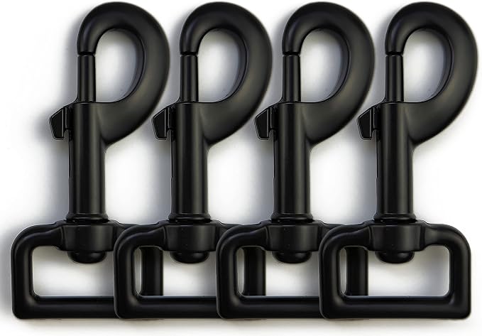 Garwor 4 Pcs 1 Inch Heavy Duty Black Electrophoresis Coating Swivel Snap Hooks by Garwor