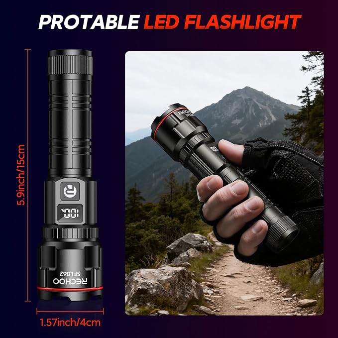 RECHOO Rechargeable Flashlights 2 Pack, Super Bright High Lumens LED Flashlight - Image 6
