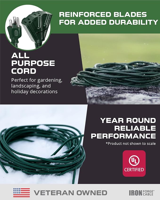 Iron Forge Cable 20ft Green Outdoor Extension Cord - Image 7