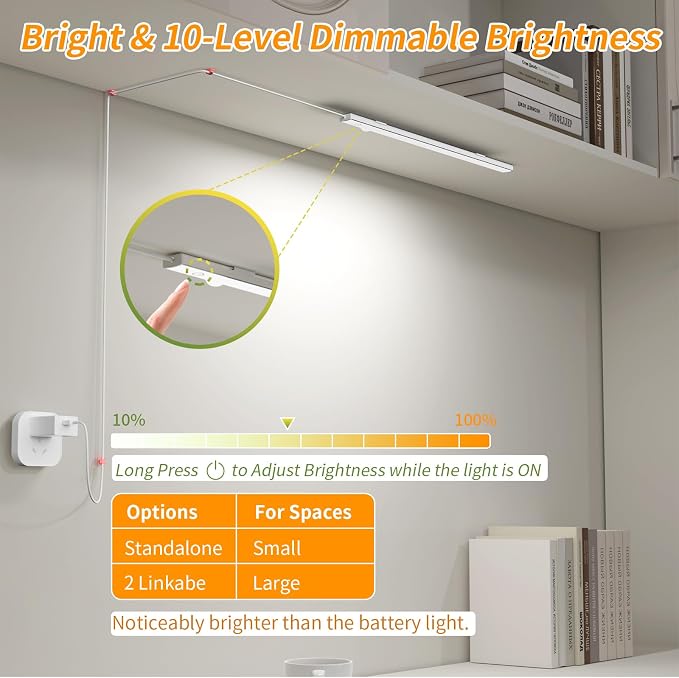 14" Slim USB Plug-in LED Motion Sensor Light Indoor, Bright & Dimmable Under - Image 4