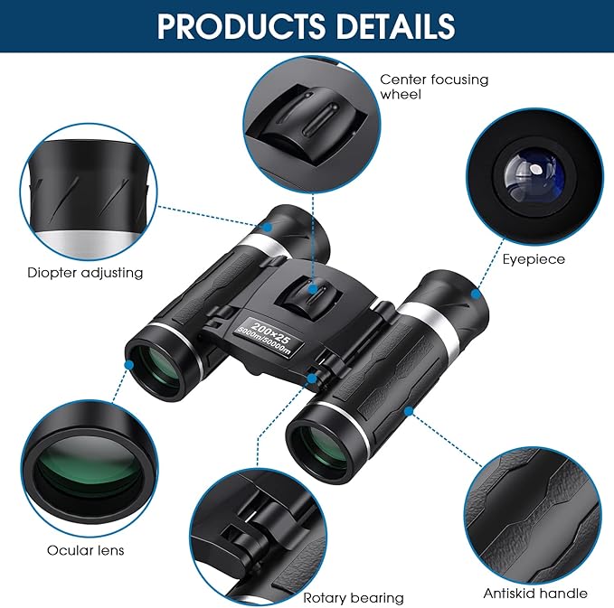 200x25 Compact Binoculars for Adults and Kids, High Powered Mini Pocket - Image 4