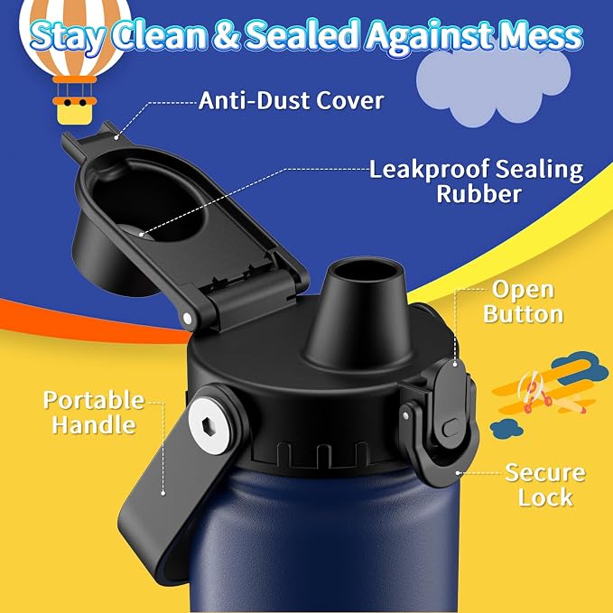 baab 18oz Kids Water Bottle, Insulated Kids Water Bottle - Image 3