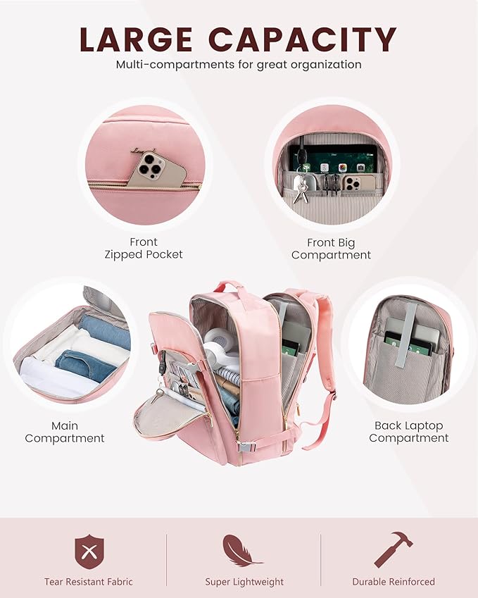 LOVEVOOK Travel Backpack for Women & Men 50L, Airline Approved Carry On - Image 4