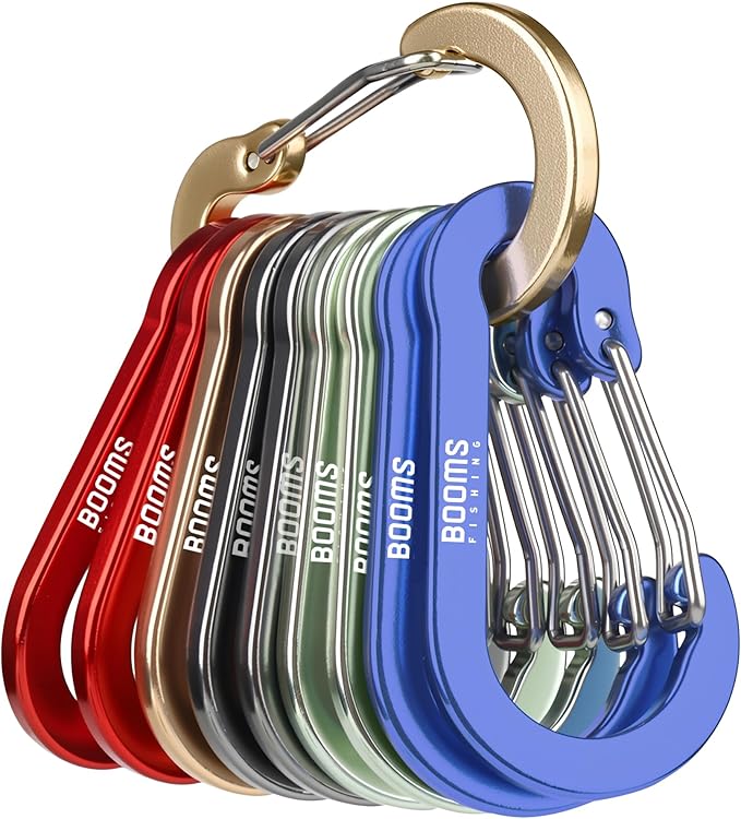 Booms Fishing CC5 Multi-Use Carabiner Clips, 10 Pack 2.3"/ 3.1" Caribeener Clips by BoomsFishing