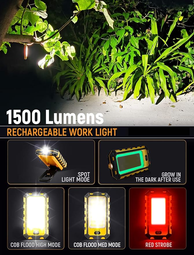 innofox LED Rechargeable Magnetic Work Light 1500Lumens, Hanging Hook 4 - Image 3