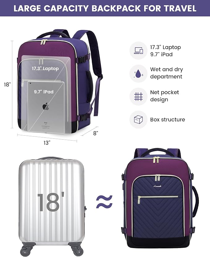 LOVEVOOK Large Travel Backpack for Women, TSA Carry on Backpack for Airplanes - Image 5
