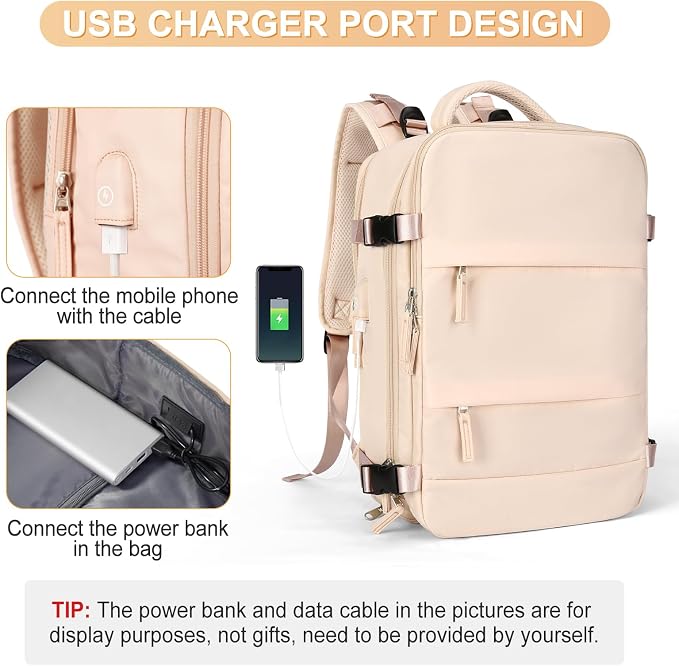 coofay Large Carry On Backpack Flight Approved Personal Item Travel Backpack - Image 6