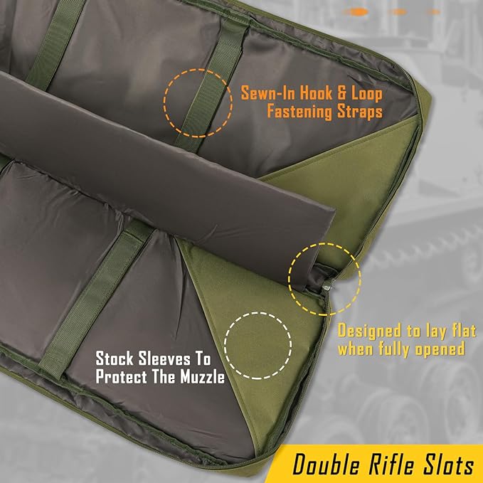 DULCE DOM 32/36/42/48/52 inch Double Rifle Case Soft Gun Bag - Image 2