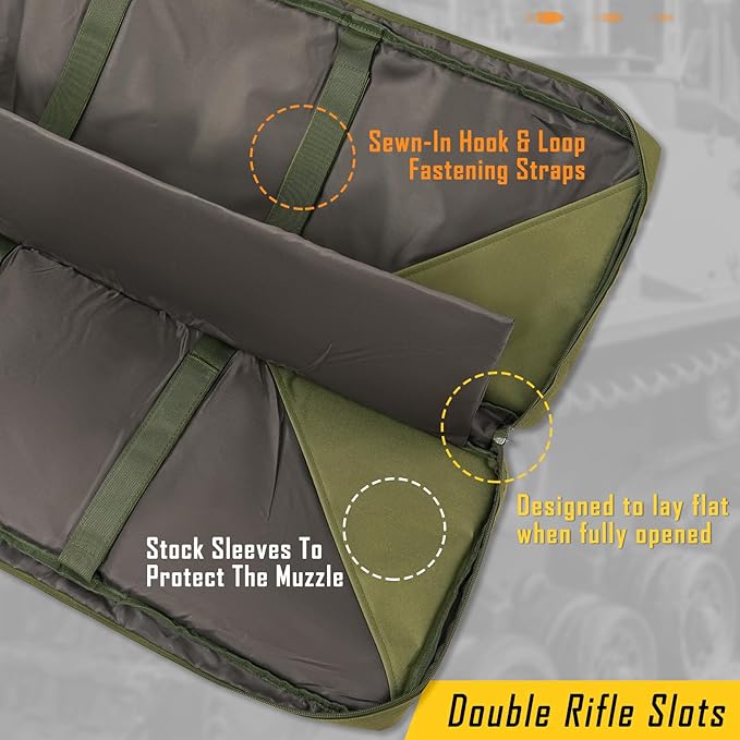 DULCE DOM 32/36/42/48/52 inch Double Rifle Case Soft Gun Bag - Image 2