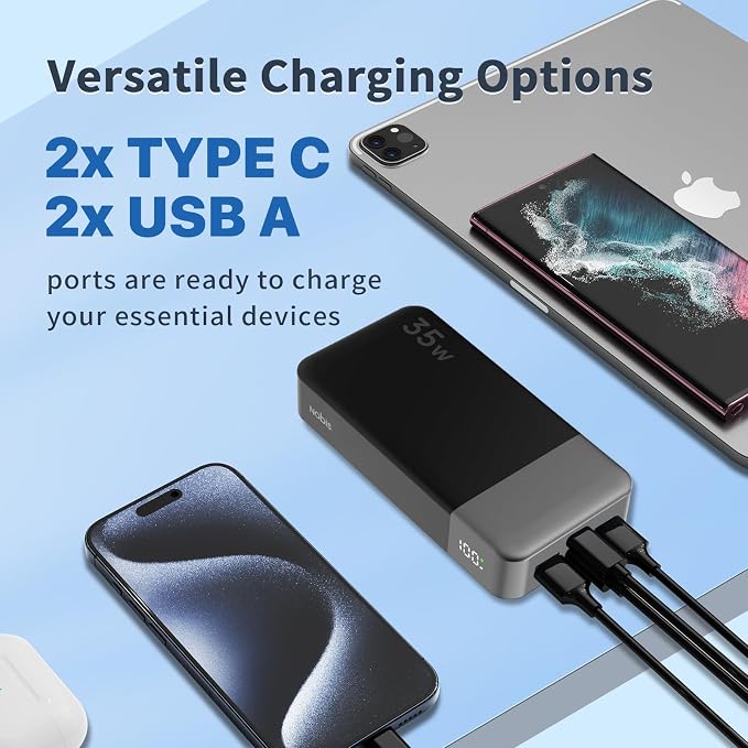 NOBIS Portable Charger, 20000mAh Power Bank, 35W Power Bank Fast Charging - Image 4