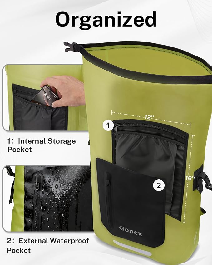 Gonex Ultralight Waterproof TPU Backpack, 55L Roll Top Dry Bag - Image 5