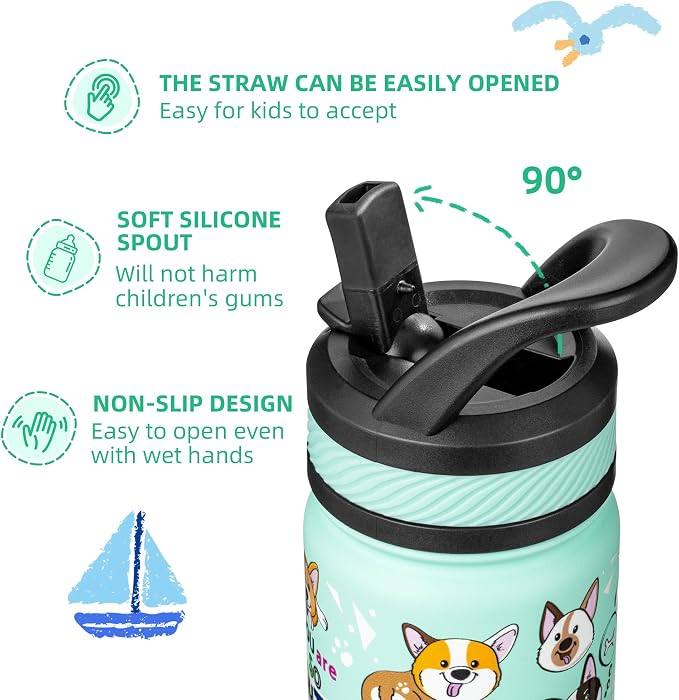 Fanhaw 14 Oz Kids Insulated Water Bottle - Image 3