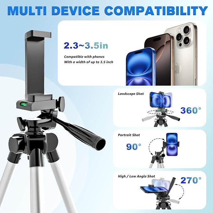 Phone Tripod, Lusweimi 44-inch iPhone Tripod - Image 2