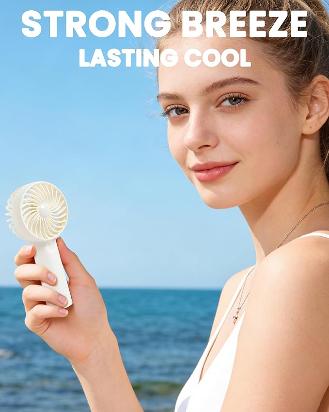 6 Pcs Mini Handheld Fan Bulk, 3 Speed Portable Personal USB Rechargeable Fan - Image 4