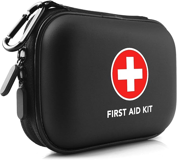 Mini First Aid Kit, 100 Pieces Water-Resistant Hard Shell Small Case by THRIAID