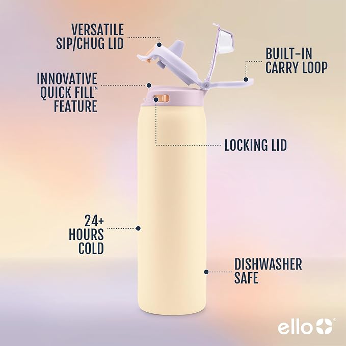 Ello Pop & Fill 22oz Stainless Steel Water Bottle - Image 3