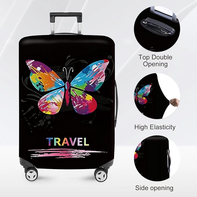ANNA QUEEN Colorful Butterfly Travel Luggage Cover -Stretchable Airplane - Image 2