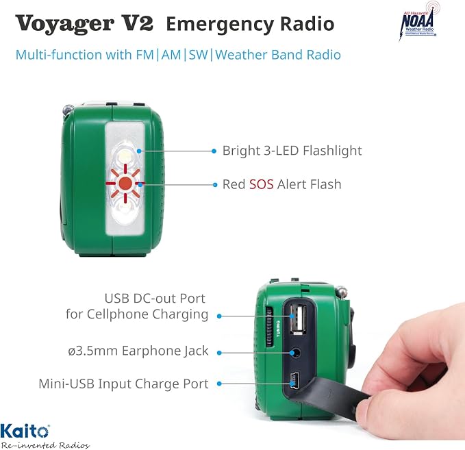 Kaito Best NOAA and SW Portable Solar/Hand Crank AM/FM, Shortwave & NOAA - Image 5