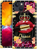 Compatible with iPhone 15 Case, Queen Lip Crown Leopard Print Luxury Golden by Unknown