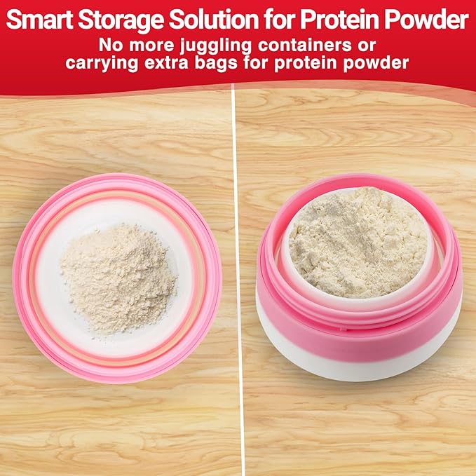 Protein Shaker Bottle Pink Collapsible - Image 5
