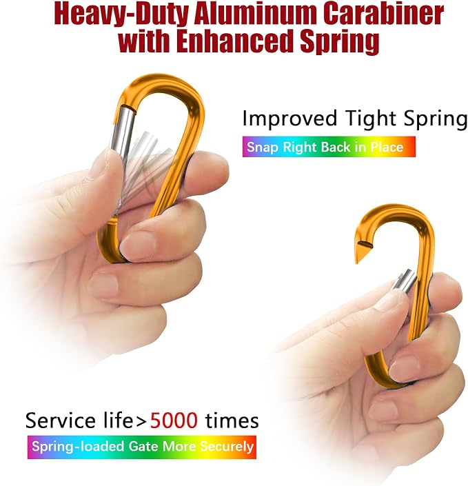 sprookber 4" & 5" Extra Large Aluminum Carabiner D Ring, Caribeener Clips - Image 5