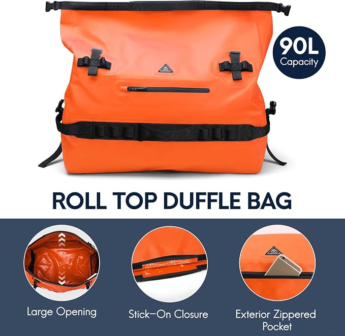 Haimont Large Waterproof Duffel Backpack Roll-Top Heavy Duty Dry Duffle Bag - Image 4