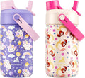 POWCAN 2 Pack 12 oz Kids Insulated Water Bottle by POWCAN