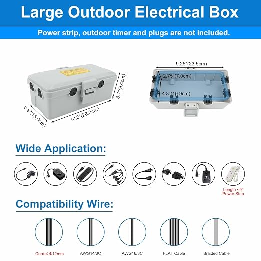 NineLeaf Outdoor Electrical Box Waterproof, Medium Weatherproof Electrical Box - Image 6