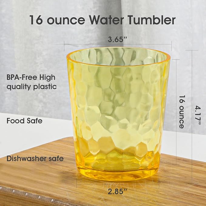 BPA-Free Plastic Tumblers 8 Pack | Reusable Dishwasher Safe | Stackable - Image 2
