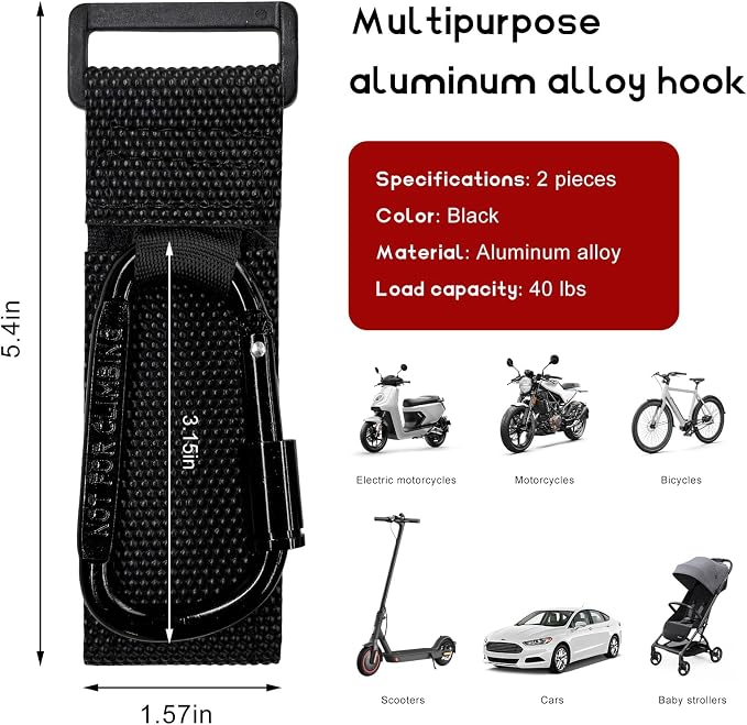 2 PCS UTV Hook for Hanging Headsets, Aluminum Alloy Stroller Carabiner Clips - Image 2