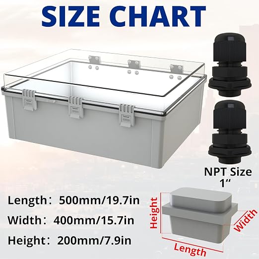 MAKERELE Extra Large Outdoor Waterproof Electrical Box IP67 Clear Waterproof - Image 2