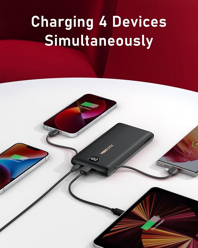 VEEKTOMX Portable Charger with Built in Cables 10000mAh, Power Bank - Image 5