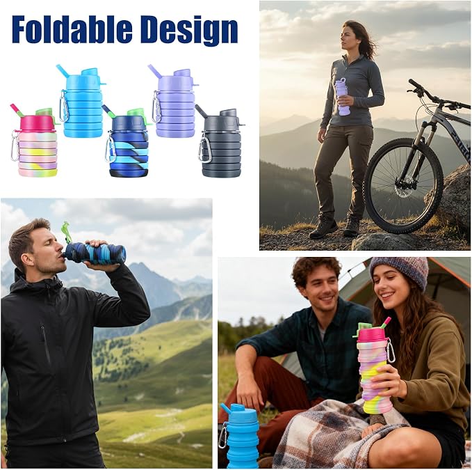 5 Pcs Collapsible Water Bottles, 16 oz Portable Foldable Water Bottle - Image 4