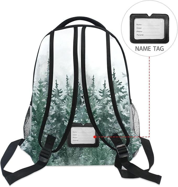 Winter Forest Kids Backpack Pinewood Tree School Backpacks Boys Girls Preschool - Image 6