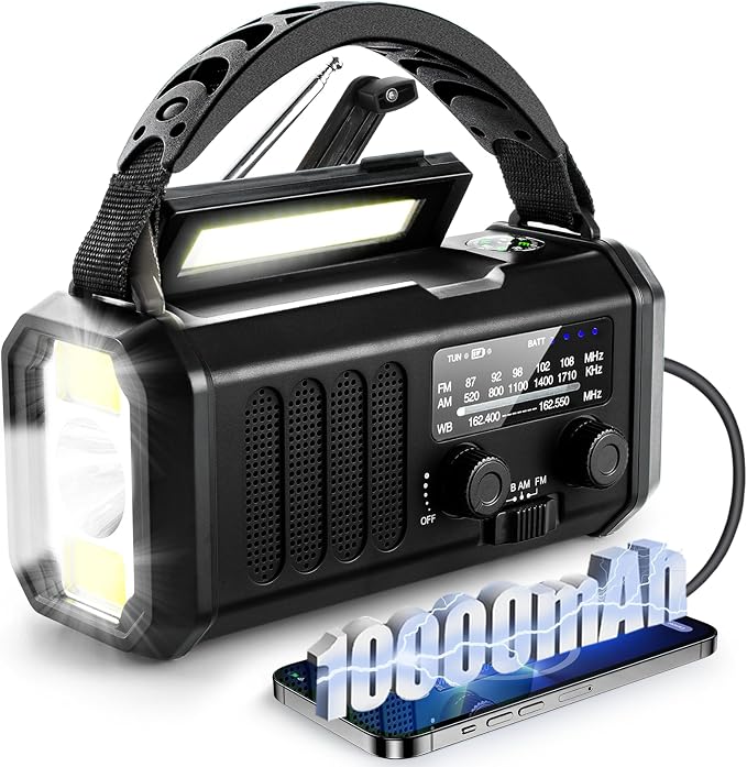 10000mAh Emergency Weather Radio, Portable FM/AM/NOAA Battery Powered Survival by emergencyradio