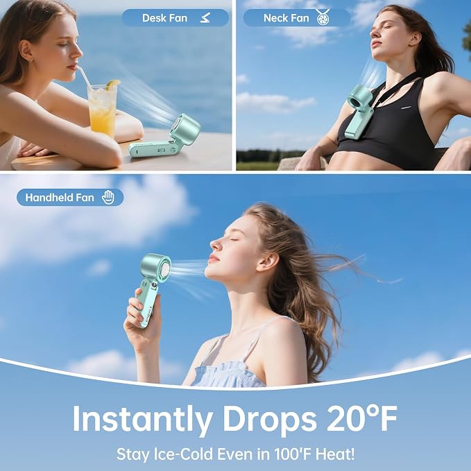 Handheld Portable Fan with Ice Cooler: 199-Speed 5500mAh Rechargeable Handheld - Image 7