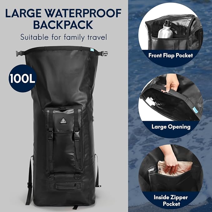 Haimont Large Waterproof Dry Backpack IPX7 Roll-top Dry Marine Dry Bag - Image 5