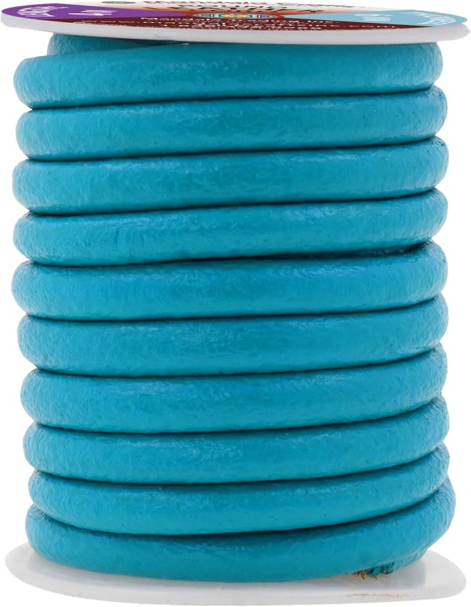 Mandala Crafts Round Genuine Teal Leather Cord - Image 2