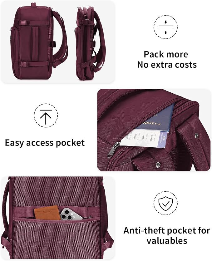 ECOHUB Travel Backpack for Women, Laptop Carry on Backpack - Image 8