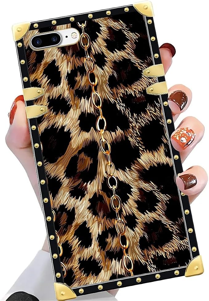 Compatible with iPhone 8 7 SE Case, Seamless Gold Chain Leopard Luxury Golden - Image 3