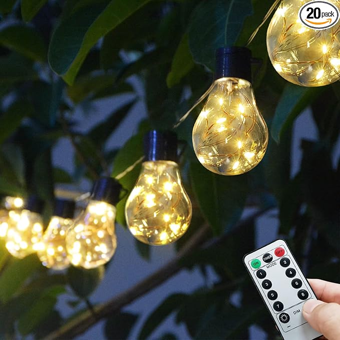 14ft Battery Operated 20 Hanging Bulb 100 LED String Lights, Vintage Commercial by Buynow