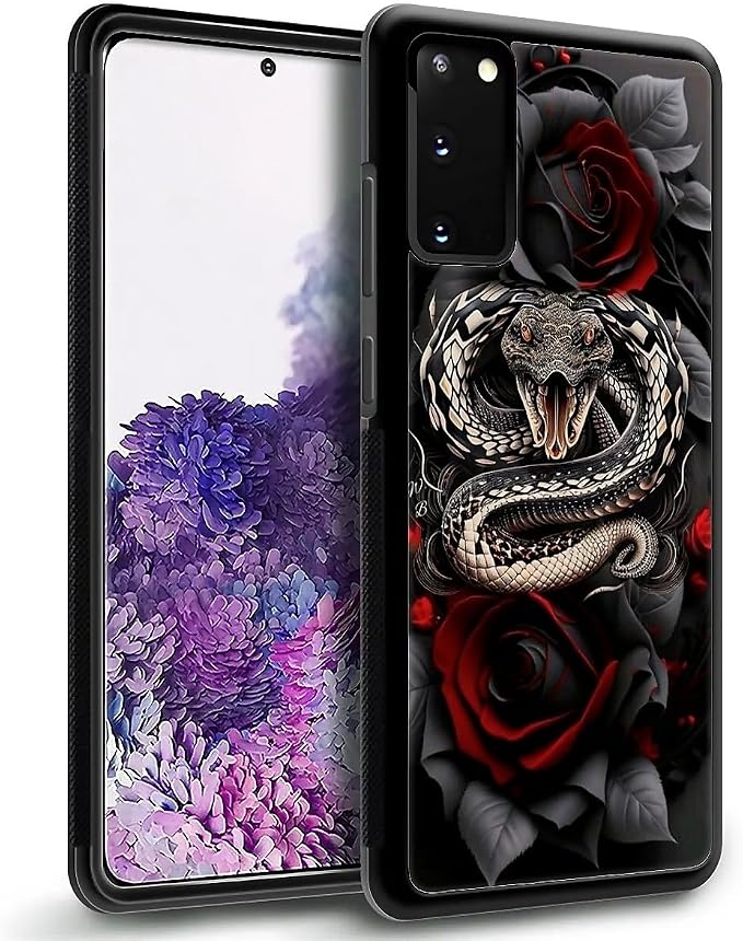 for Samsung Galaxy S20 Plus Case, Entwined Rose Snake Pattern Graphic Design - Image 6