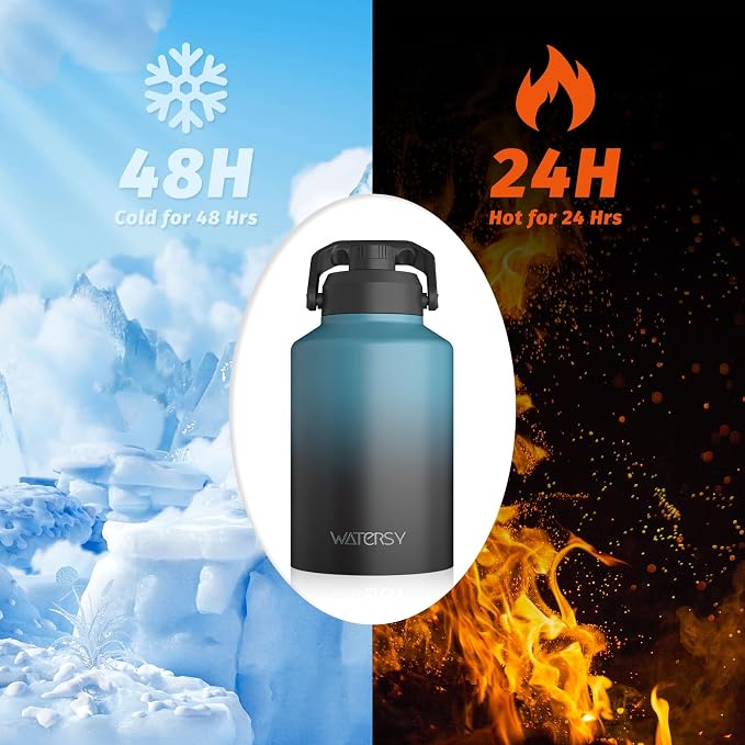 WATERSY 1 Gallon Water Bottle Insulated, BPA Free&Leak Proof, 128oz Stainless - Image 3