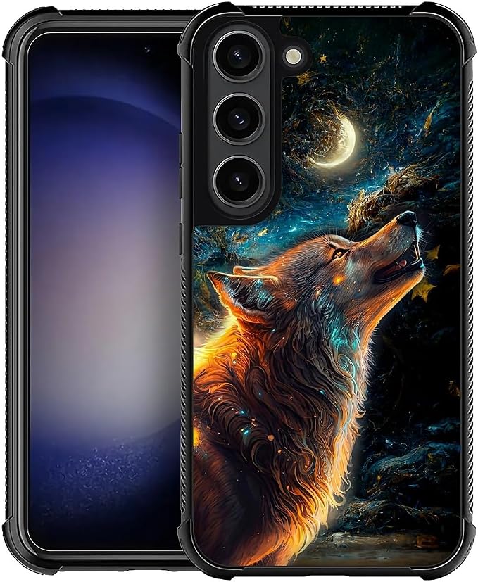 for Samsung Galaxy S23 Case, Star Cave Hungry Wolf Pattern Graphic Design Girl by FKBRCL4U