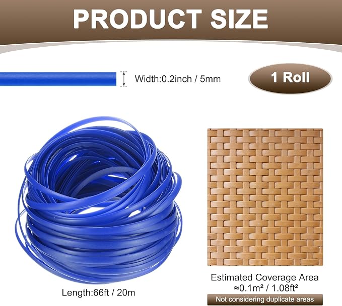 M METERXITY 1-Pack Wicker Repair Kit, 5mm x 66ft/20m Plastic Flat Rattan - Image 3